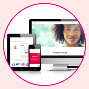 Mock-up de la boutique en ligne Afriska.ch, la boutique menstruelle pionnière à Delémont, dans le Jura Suisse