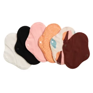 Protège-slips lavables Imse en coton biologique de différentes couleurs, modèle Mini pour flux léger, dépliées
